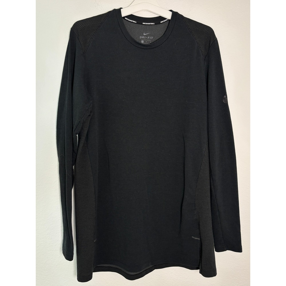 Nike Basketball Dri-FIT Mens Medium‎ Black Long Sleeve Training Shirt Athletic